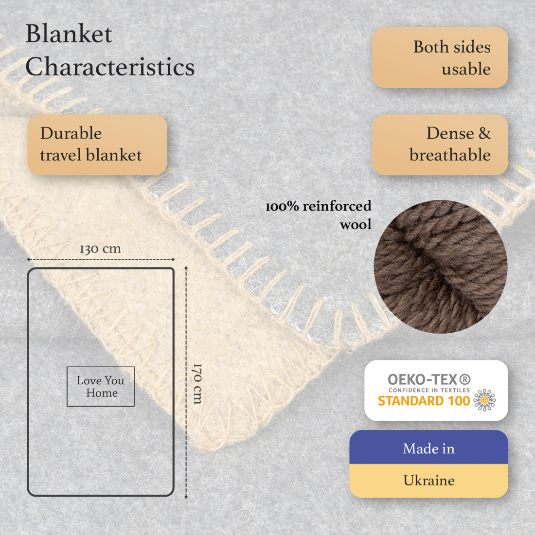 100% Sheep Wool Blanket · 2