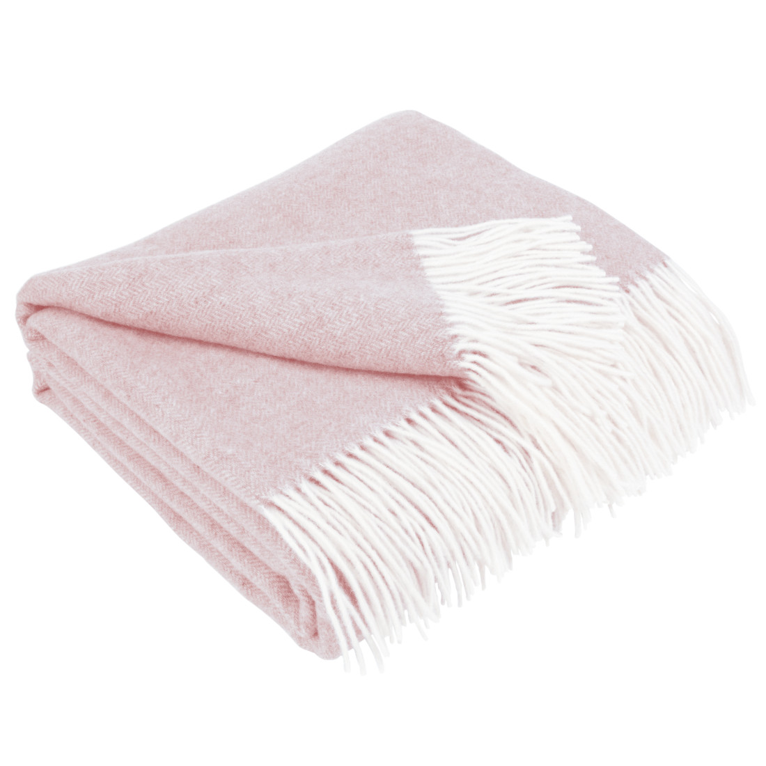 Cashmere blanket with Merino herringbone