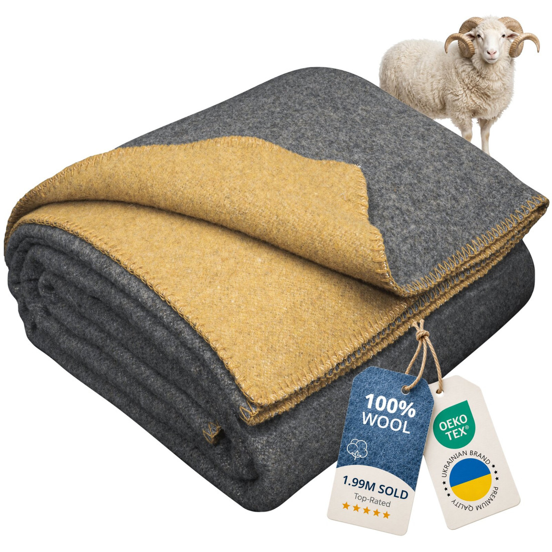 Reversible 100% Wool Blanket