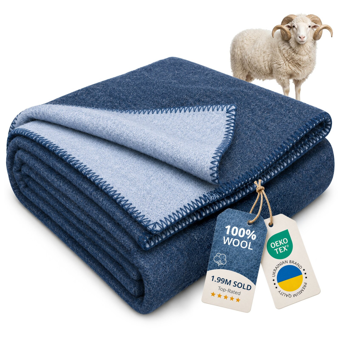 Reversible 100% Wool Blanket