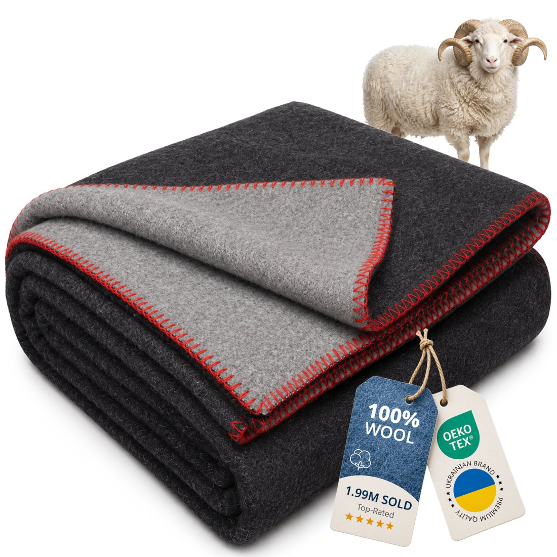 Reversible 100% Wool Blanket