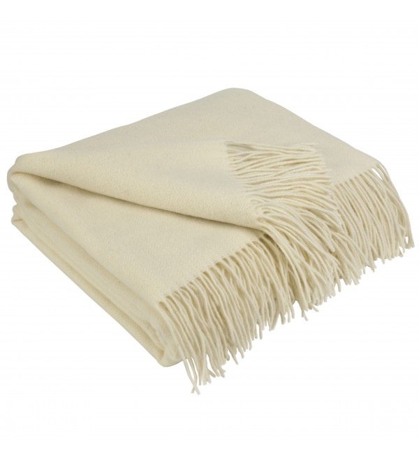 Kaschmir Wolldecke mit Merino Fischgrät LoveYouHome (140x200 cm / Weiß Creme)