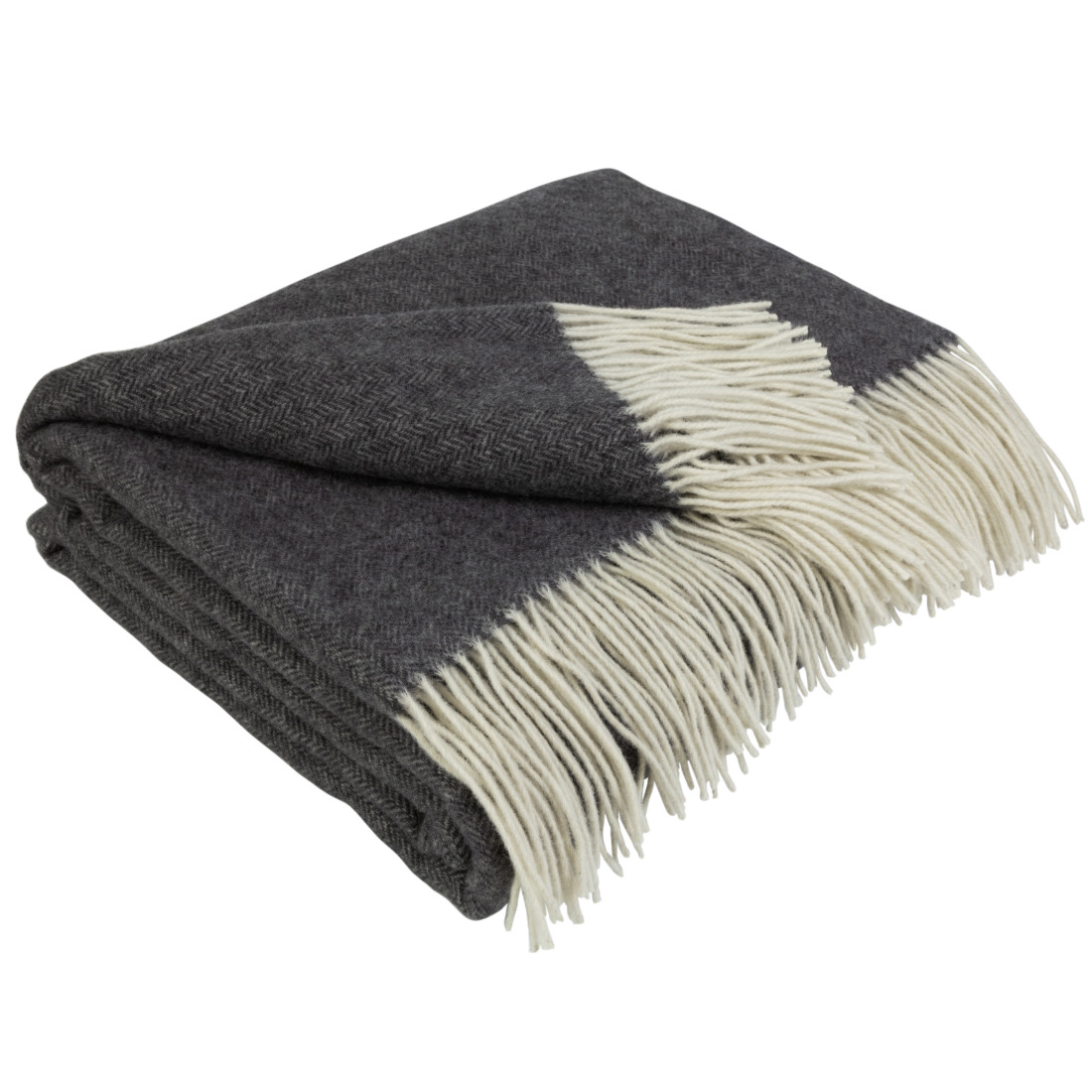 Cashmere wool blanket with merino herringbone