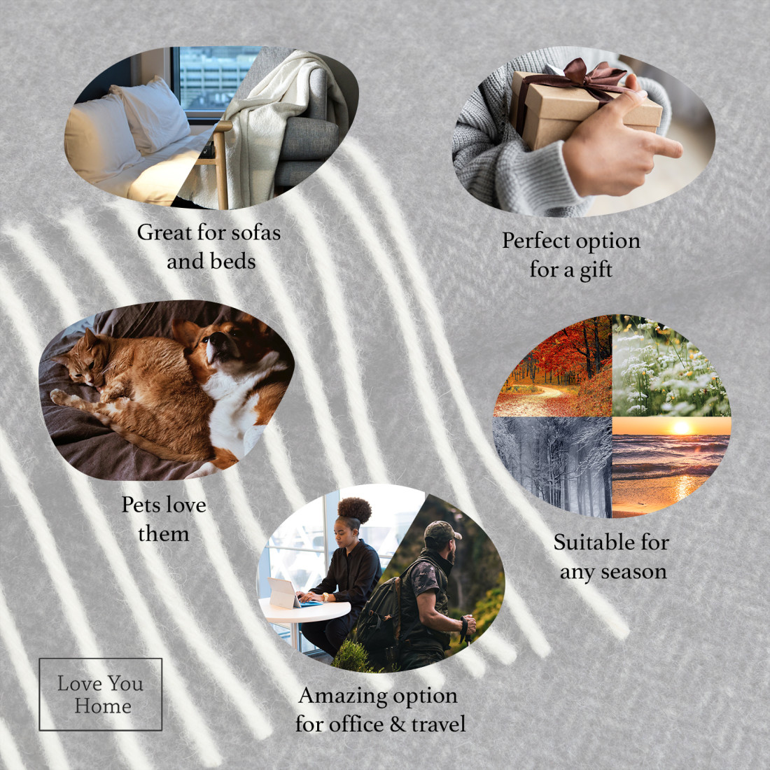 Cashmere wool blanket with merino herringbone · 3