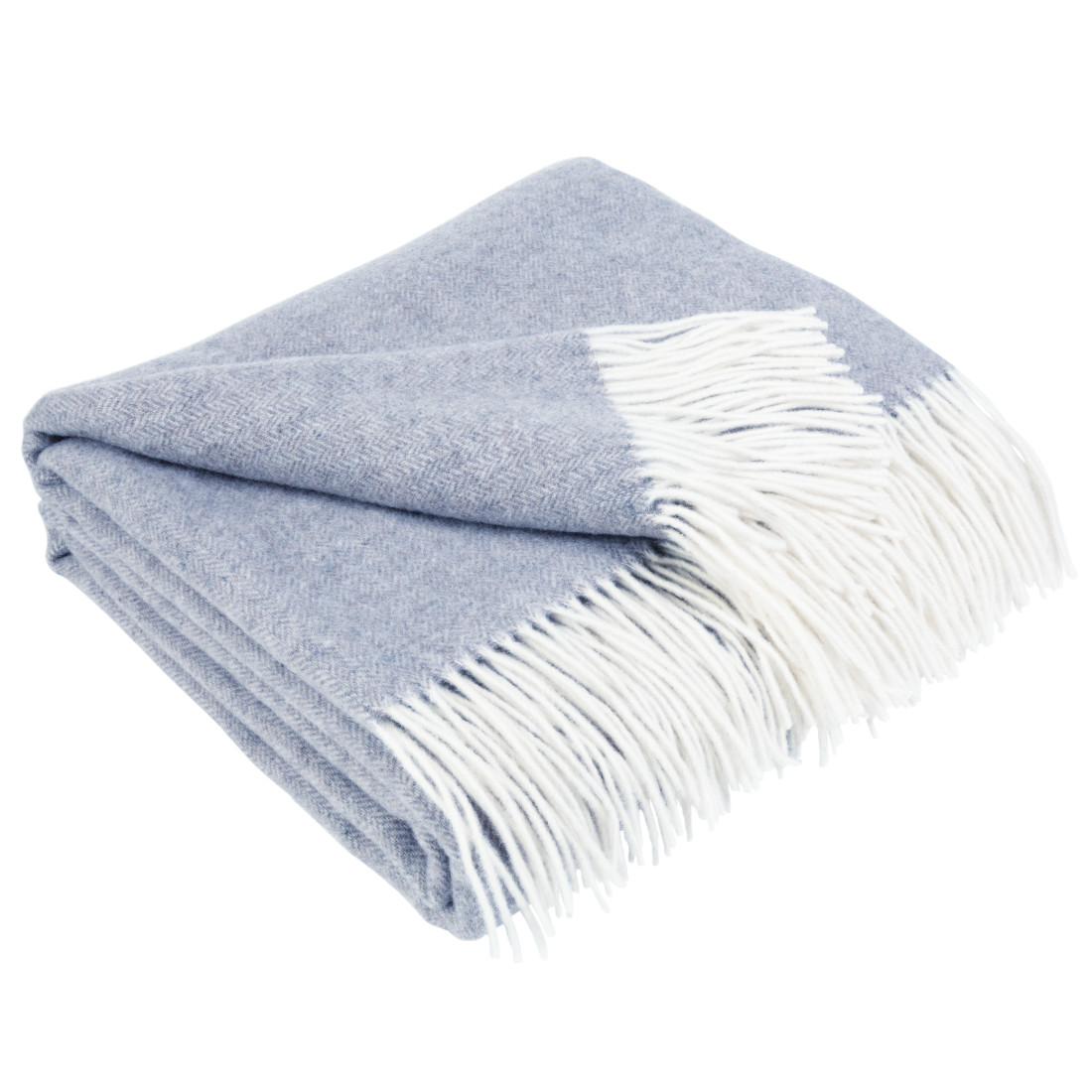Cashmere blanket with Merino herringbone