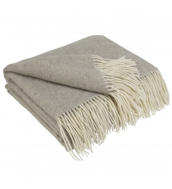 Kaschmir Wolldecke mit Merino Fischgrät LoveYouHome (140x200 cm / Braun - Weiß)