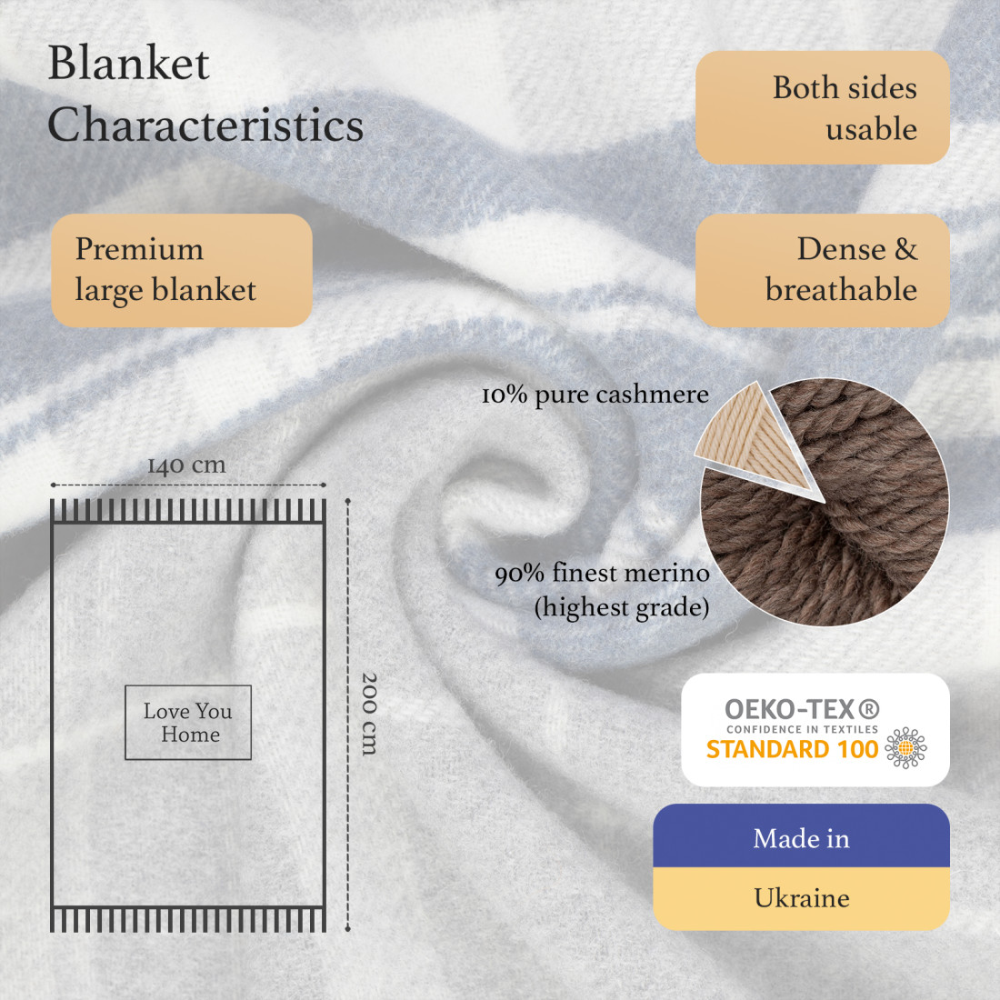 Cashmere blanket with Merino tartan · 2