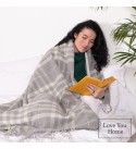Kaschmir Wolldecke mit Merino Tartan LoveYouHome (140x200 cm / Grau mit Weiß)