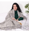Kaschmir Wolldecke mit Merino Tartan LoveYouHome (140x200 cm / Grau mit Weiß)