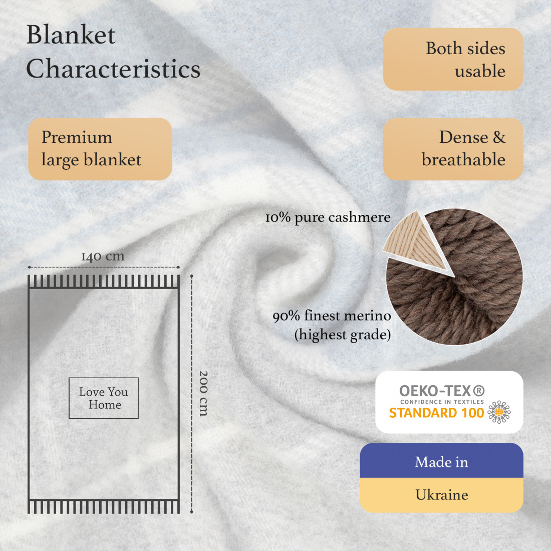 Cashmere Wool Blanket with Merino Tartan · 2