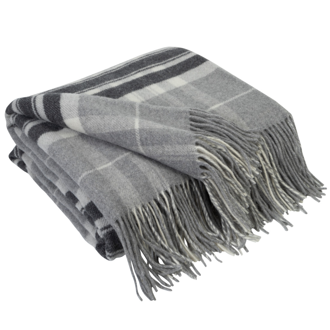 Cashmere Wool Blanket with Merino Tartan