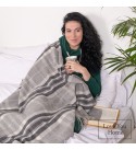 Kaschmir Wolldecke mit Merino Tartan LoveYouHome (140x200 cm / Dunkelgrau mit Grau und Weiß)