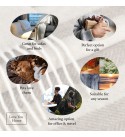 Kaschmir Wolldecke mit Merino Streifen LoveYouHome (140x200 cm / Creme mit Braun)