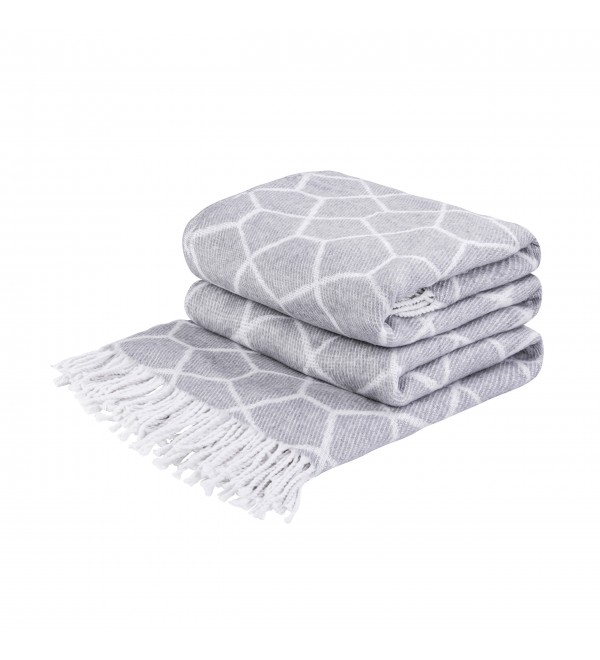 Baumwolle Decke Netz LoveYouHome (140x200 cm / Hellgrau - Weiß)