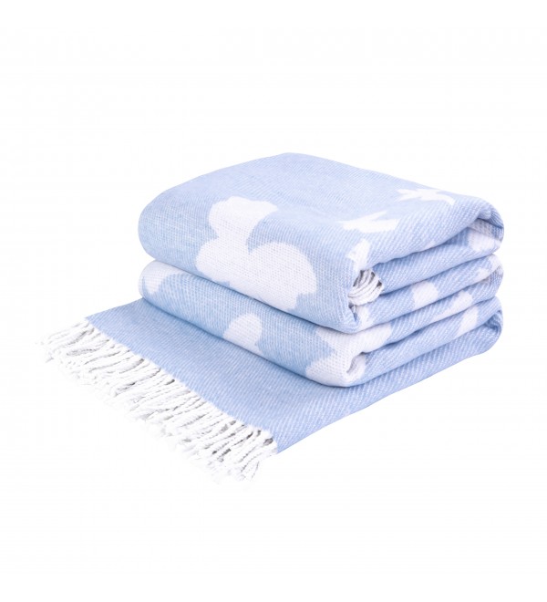 Baumwolle Decke Schmetterlinge LoveYouHome (140x200 cm / HellBlau - Weiß)