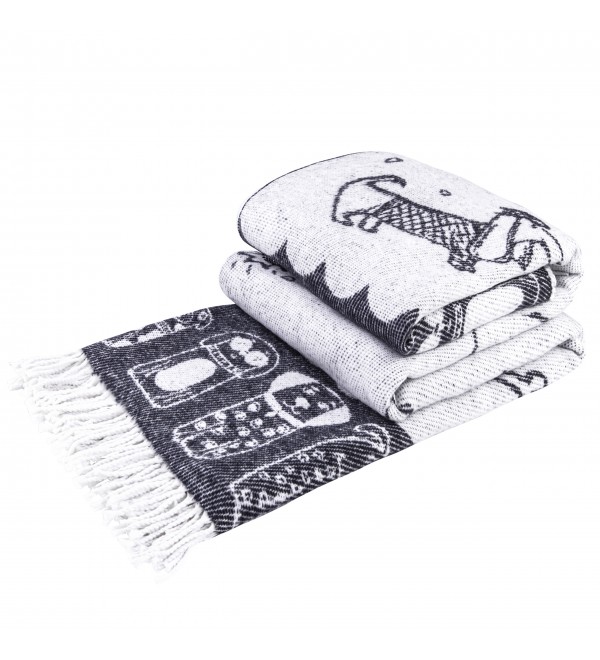 Baumwolle Decke Hunde & Welpen LoveYouHome (140x200 cm / Dunkelblau - Weiß)