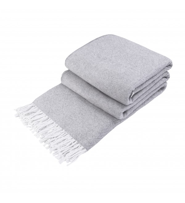 Baumwolle Decke Quadrate-Romben LoveYouHome (140x200 cm / Hellgrau - Weiß)