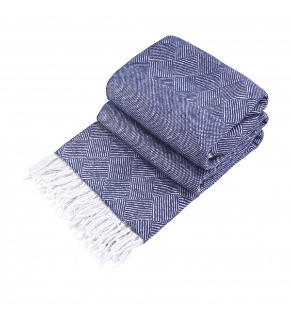 Baumwolle Decke Quadrate-Romben LoveYouHome (140x200 cm / Dunkelblau - Weiß)