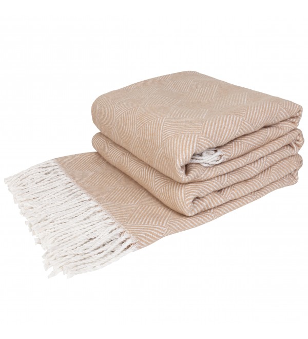 Baumwolle Decke Parallelen LoveYouHome (140x200 cm / Beige - Weiß)