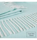 Baumwolle Decke Diagonale LoveYouHome (140x200 cm / Minze - Weiß)
