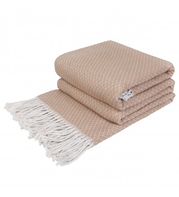 Baumwolle Decke Geometrie LoveYouHome (140x200 cm / Beige - Weiß)
