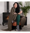 Schurwolle Decke Rautenmuster LoveYouHome (140x200 cm / Braun - Grün)