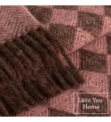 Neuseeland Wolldecke Rautenmuster LoveYouHome (140x200 cm / Braun - Zartrosa)