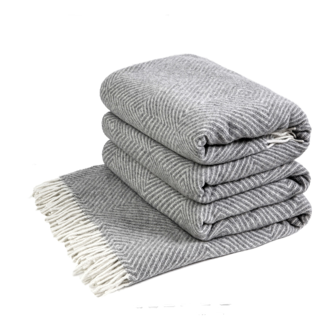 Merino Wool Blanket with Diamond Pattern