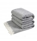 Merino Wolldecke Rautenmuster LoveYouHome (140x200 cm / Grau - Weiß)