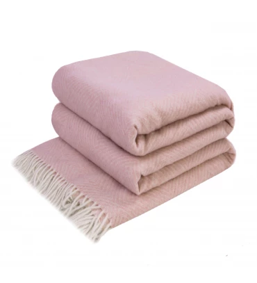 Merino Wolldecke Rautenmuster LoveYouHome (140x200 cm / Rosa - Weiß) Merino Wolldecke Rau...