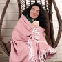 Merino Wolldecke Rautenmuster LoveYouHome (140x200 cm / Rosa - Weiß) Merino Wolldecke Rau...
