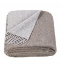Doppelseitige Merino Wolldecke LoveYouHome (140x200 cm / Hellbraun - Weiß)