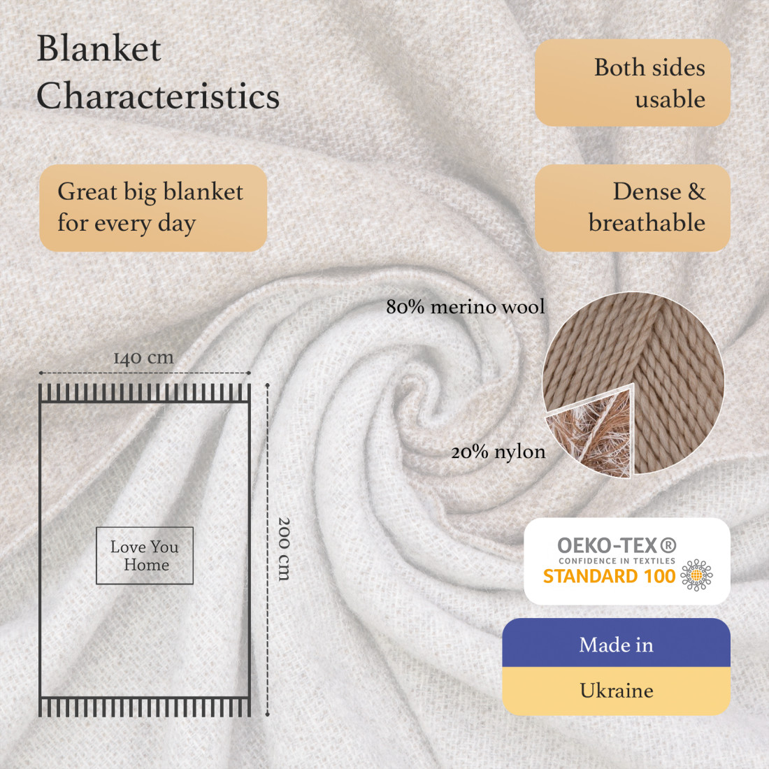 Reversible Merino Wool Blanket · 2