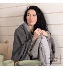 Doppelseitige Merino Wolldecke LoveYouHome (140x200 cm / Hellgrau - Weiß)