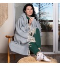 Merino Wolldecke Ecken Chevron LoveYouHome (140x200 cm / Blau -Weiß)
