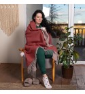 Doppelseitige Merino Wolldecke LoveYouHome (140x200 cm / Terrakotta - Grau)