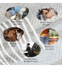 Merino Wolldecke Streifen LoveYouHome (140x200 cm / Grau - Blau - Weiß)