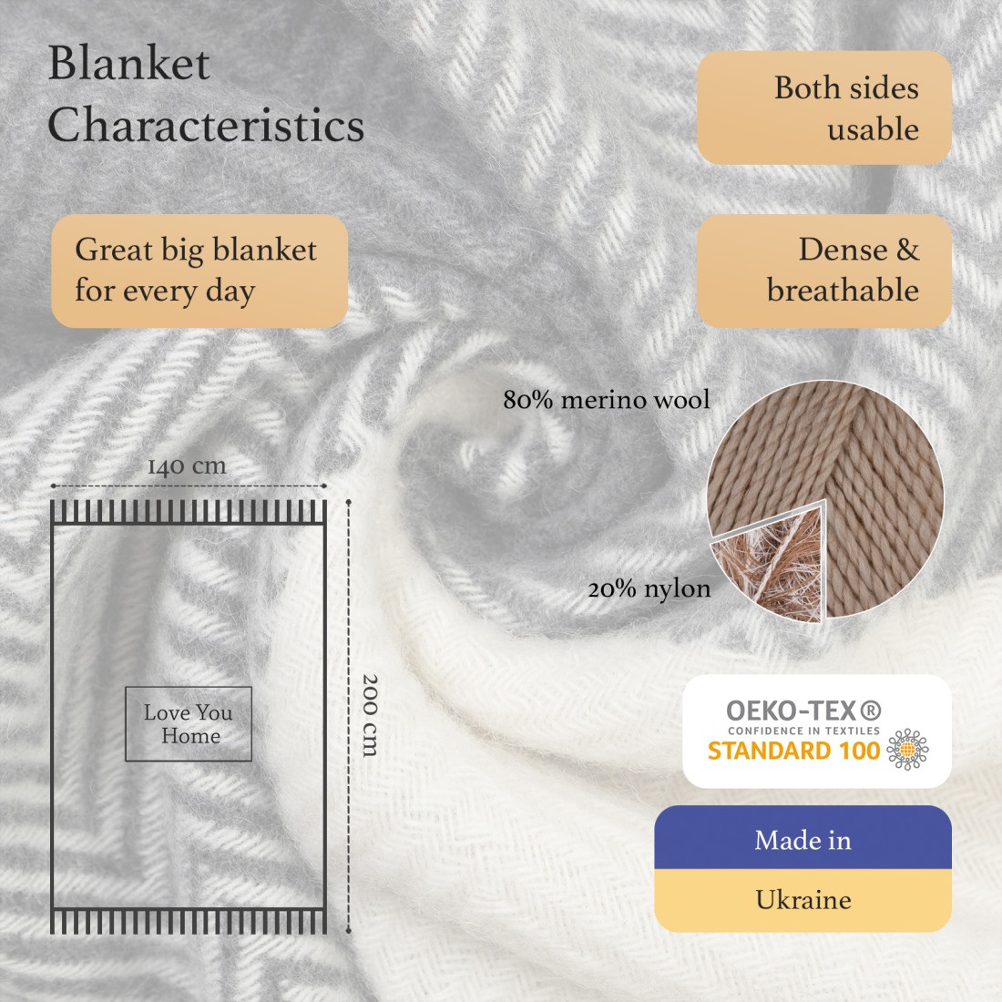 Merino Wool Blanket Squares Gradient · 2