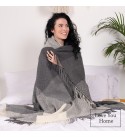 Merino Wolldecke Quadrate Verlauf LoveYouHome (140x200 cm / Anthrazit - Grau - Weiß)