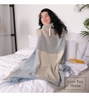 Merino Wolldecke Quadrate Verlauf LoveYouHome (140x200 cm / Beige - Blau - Weiß)