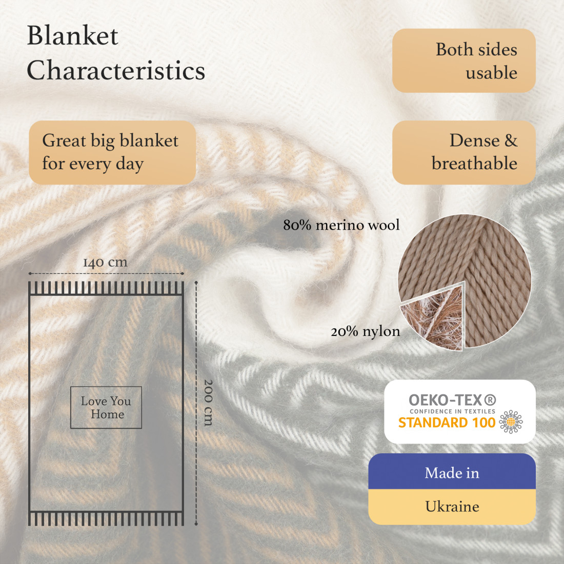 Merino Wool Blanket Squares Gradient · 2