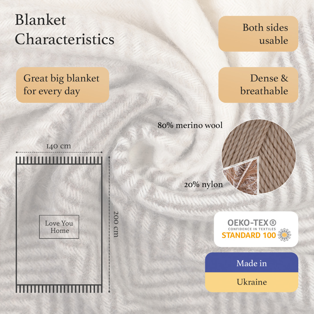 Merino wool blanket Squares pattern · 2