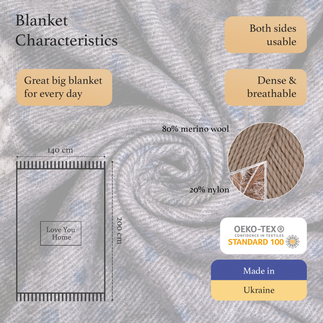 Merino Wool Blanket Christmas Special, Reindeer · 2