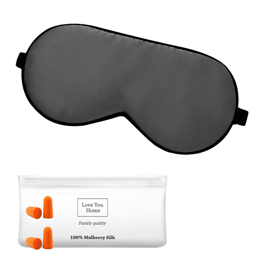Silk sleep mask with earplugs