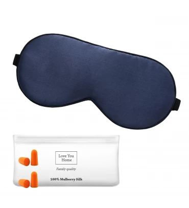 Seide Schlafmaske mit Ohrenstöpsel LoveYouHome (Dunkelblau | 22 Momme) Seide Schlafmaske mi...