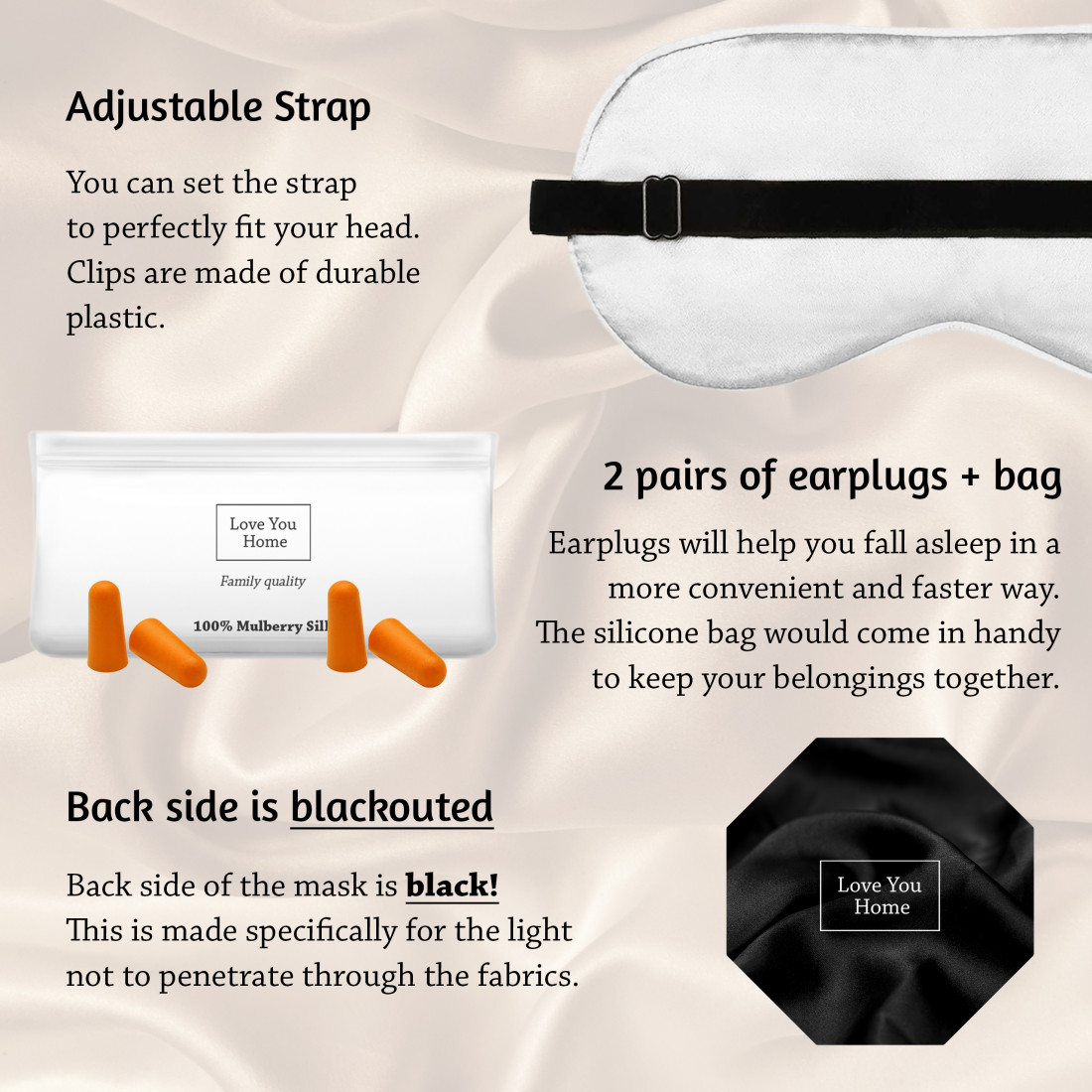 Silk sleep mask with earplugs · 4
