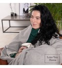 Baumwolle Decke Parallelen LoveYouHome (140x200 cm / Beige - Weiß)